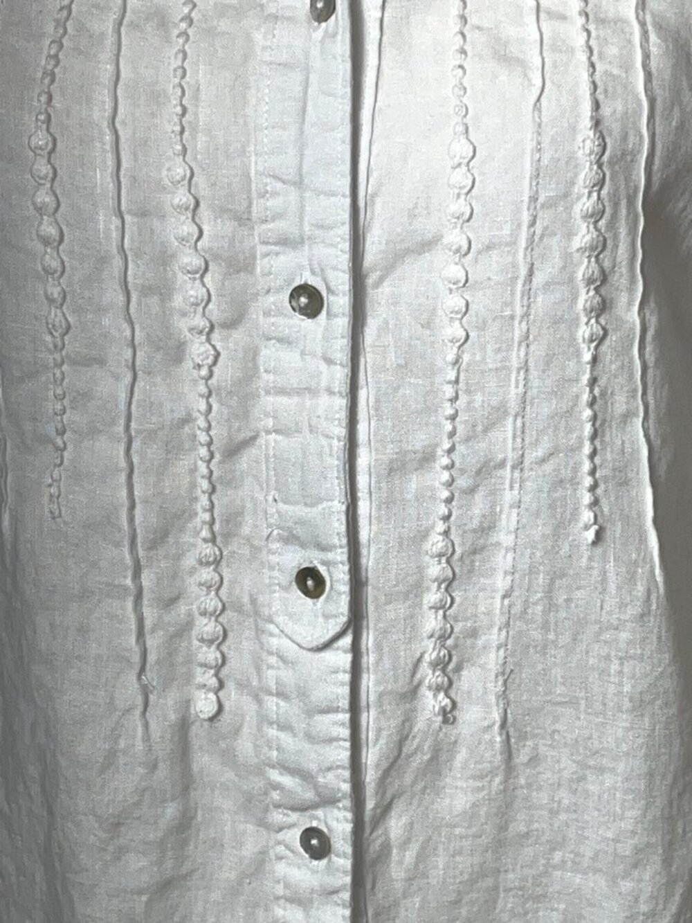 Malvin Linen Shirt White Button Tunic Texture Cottagecore Coastal Beach Luxury S - Picture 2 of 12